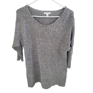New York & Company Grey Knit 3/4 Sleeve Sweater - Medium